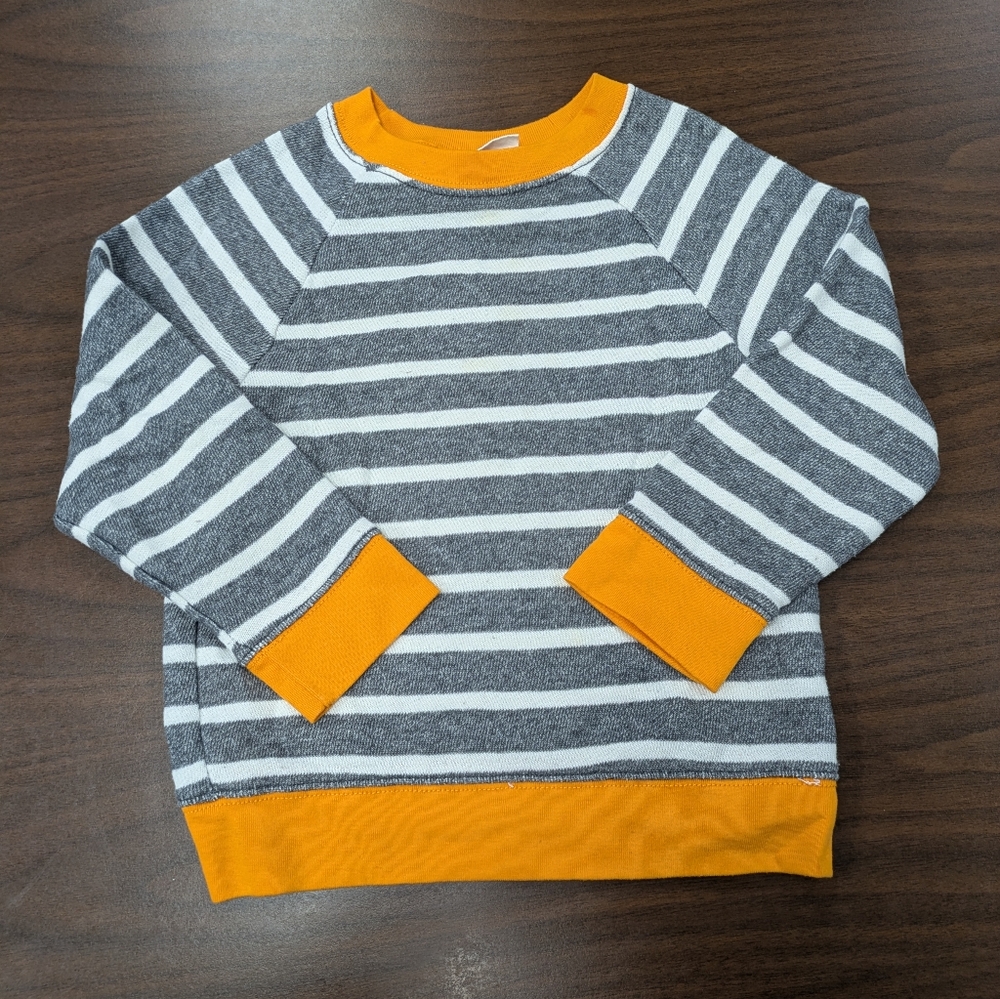 Crazy 8 Gray and Orange Striped Crewneck Sweater 3T